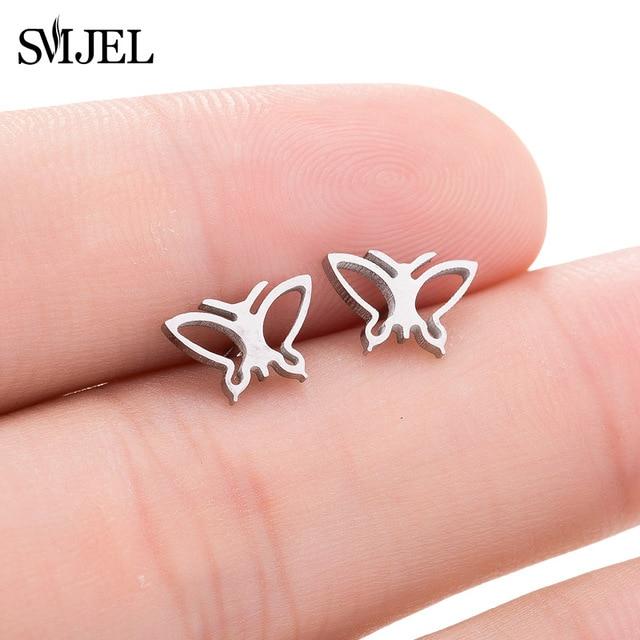 SMJEL – boucles d'oreilles Mickey en acier inoxydable pour femmes et filles, minimaliste, renard, chat, hérisson, bijoux, accessoires animaux, cadeaux