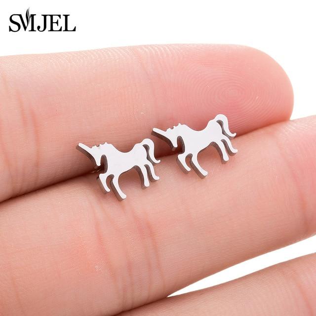 SMJEL – boucles d'oreilles Mickey en acier inoxydable pour femmes et filles, minimaliste, renard, chat, hérisson, bijoux, accessoires animaux, cadeaux