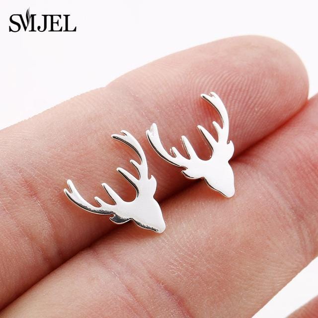 SMJEL Stainless Steel Mickey Stud Earrings for Women Girls Minimalist Fox Cat Hedgehog Earings Jewelry Animal Accessories Gifts