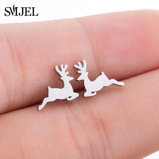 SMJEL – boucles d'oreilles Mickey en acier inoxydable pour femmes et filles, minimaliste, renard, chat, hérisson, bijoux, accessoires animaux, cadeaux