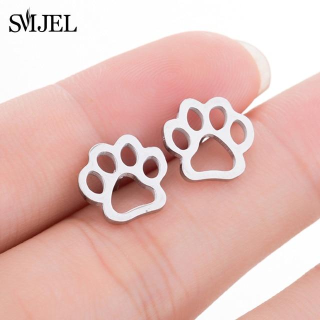 SMJEL Stainless Steel Mickey Stud Earrings for Women Girls Minimalist Fox Cat Hedgehog Earings Jewelry Animal Accessories Gifts