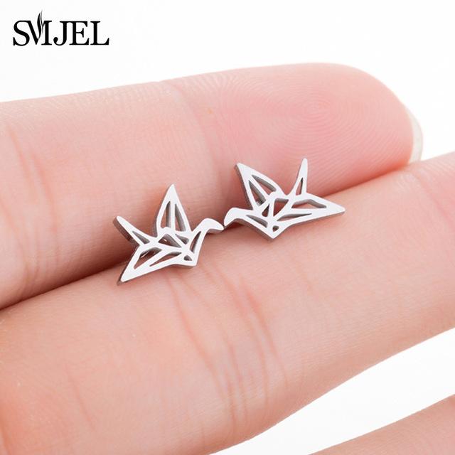 SMJEL – boucles d'oreilles Mickey en acier inoxydable pour femmes et filles, minimaliste, renard, chat, hérisson, bijoux, accessoires animaux, cadeaux