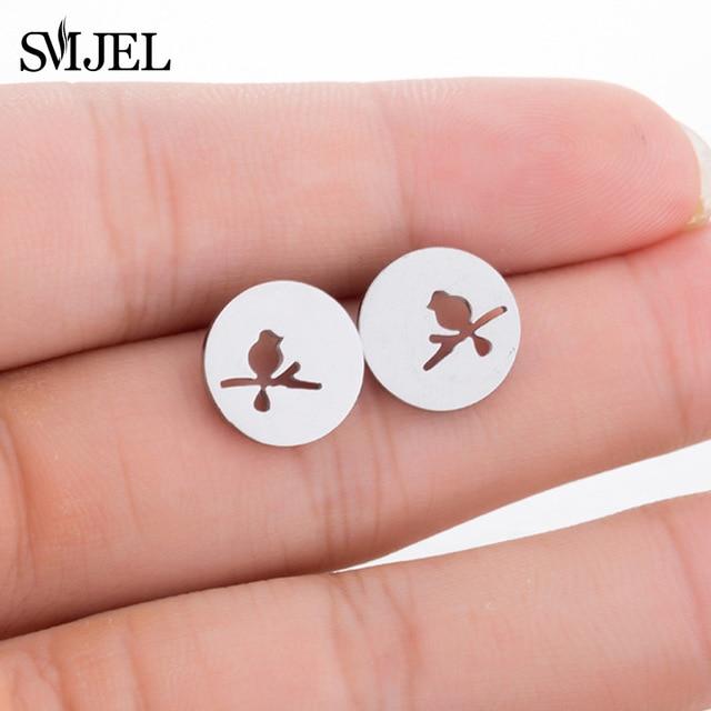 SMJEL – boucles d'oreilles Mickey en acier inoxydable pour femmes et filles, minimaliste, renard, chat, hérisson, bijoux, accessoires animaux, cadeaux