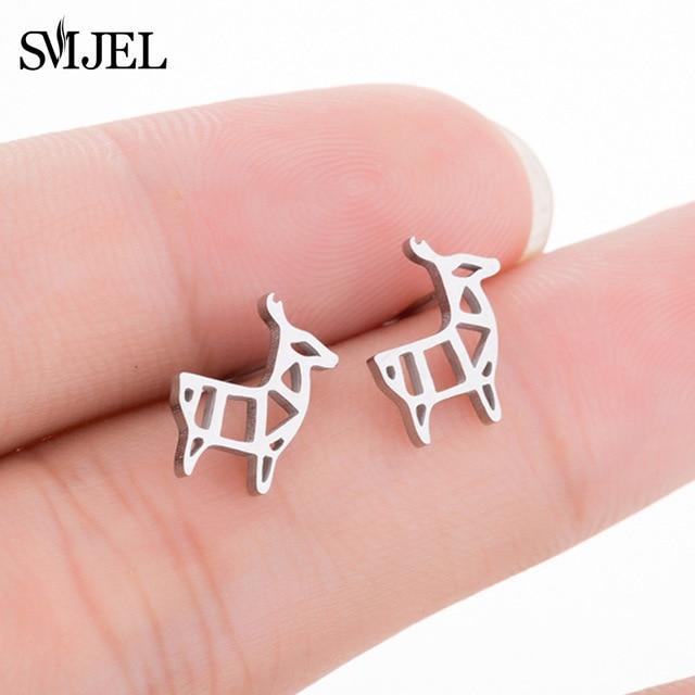 SMJEL – boucles d'oreilles Mickey en acier inoxydable pour femmes et filles, minimaliste, renard, chat, hérisson, bijoux, accessoires animaux, cadeaux