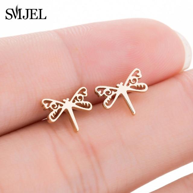 SMJEL – boucles d'oreilles Mickey en acier inoxydable pour femmes et filles, minimaliste, renard, chat, hérisson, bijoux, accessoires animaux, cadeaux