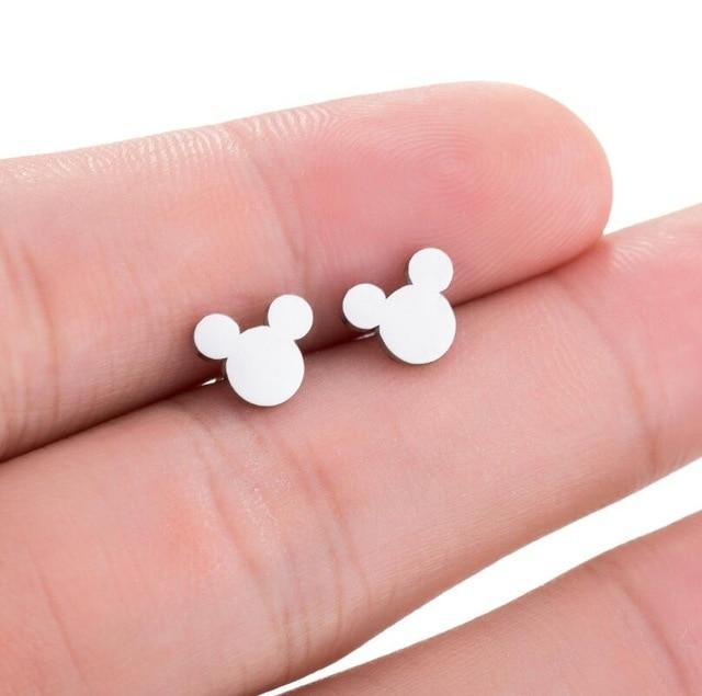 SMJEL – boucles d'oreilles Mickey en acier inoxydable pour femmes et filles, minimaliste, renard, chat, hérisson, bijoux, accessoires animaux, cadeaux