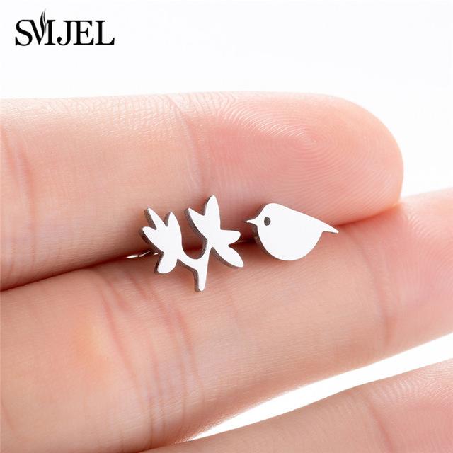 SMJEL – boucles d'oreilles Mickey en acier inoxydable pour femmes et filles, minimaliste, renard, chat, hérisson, bijoux, accessoires animaux, cadeaux