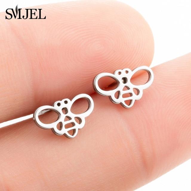 SMJEL – boucles d'oreilles Mickey en acier inoxydable pour femmes et filles, minimaliste, renard, chat, hérisson, bijoux, accessoires animaux, cadeaux