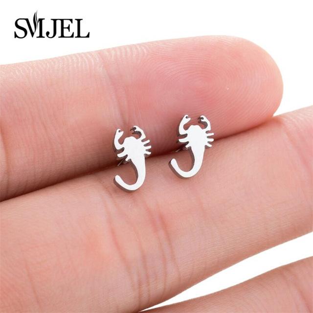 SMJEL – boucles d'oreilles Mickey en acier inoxydable pour femmes et filles, minimaliste, renard, chat, hérisson, bijoux, accessoires animaux, cadeaux