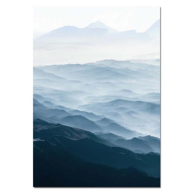 Foggy Mountain Landscape Wall Art Canvas Posters Nordic Style Prints Paintings Wall Picture for Living Room Home Decor