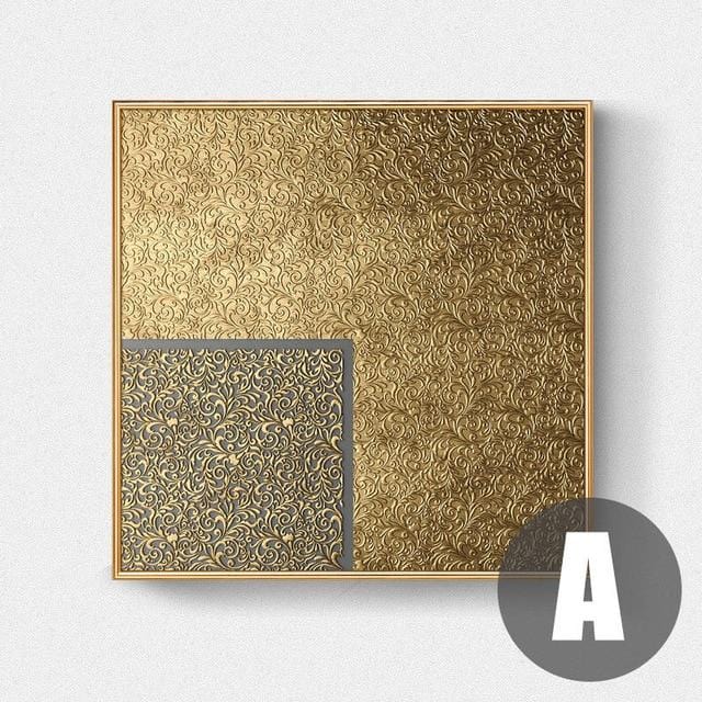 Abstract Gold Black White Modern Square Texture Canvas Painting Posters And Prints Home Decor Wall Art Pictures For Living Room