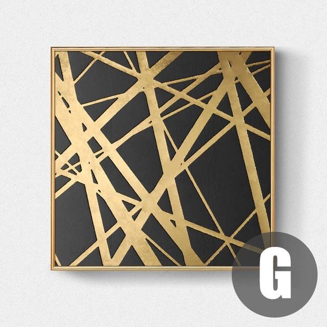 Abstract Gold Black White Modern Square Texture Canvas Painting Posters And Prints Home Decor Wall Art Pictures For Living Room