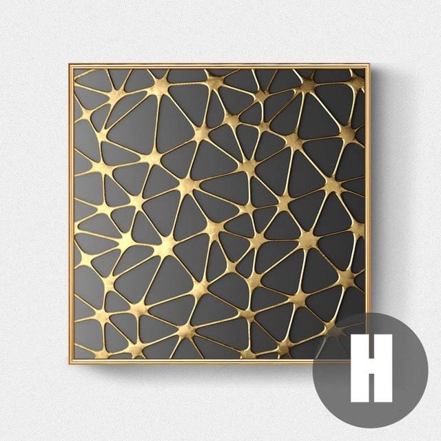 Abstract Gold Black White Modern Square Texture Canvas Painting Posters And Prints Home Decor Wall Art Pictures For Living Room