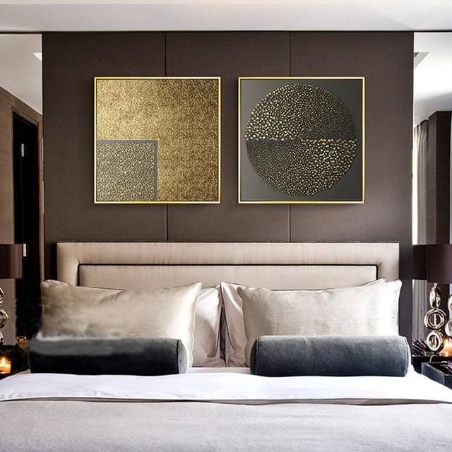 Abstract Gold Black White Modern Square Texture Canvas Painting Posters And Prints Home Decor Wall Art Pictures For Living Room