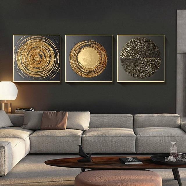 Abstract Gold Black White Modern Square Texture Canvas Painting Posters And Prints Home Decor Wall Art Pictures For Living Room