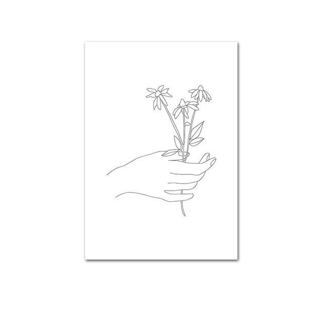 Simplicity Line Drawing Poster and Print Black White Abstract Flower Woman Artwork Canvas Painting Wall Art Picture Home Decor