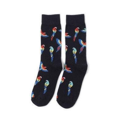 Chaussettes de genou pour femme, ballon de dessin animé, fusées, Poker, citron, oiseau, fraise, poisson rouge, appareil photo, motif géométrique, joyeux printemps, mauvaises herbes