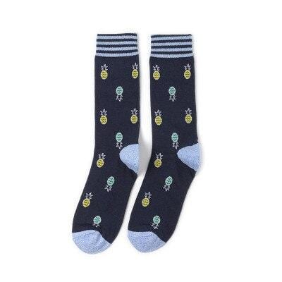 Chaussettes de genou pour femme, ballon de dessin animé, fusées, Poker, citron, oiseau, fraise, poisson rouge, appareil photo, motif géométrique, joyeux printemps, mauvaises herbes