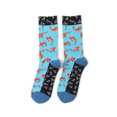 Chaussettes de genou pour femme, ballon de dessin animé, fusées, Poker, citron, oiseau, fraise, poisson rouge, appareil photo, motif géométrique, joyeux printemps, mauvaises herbes