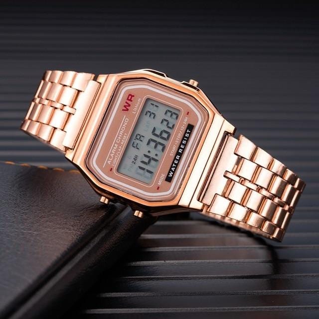 Women Men Unisex Watch Gold Silver Vintage Stainless Steel LED Sports Military Wristwatches Electronic Digital Watches Present