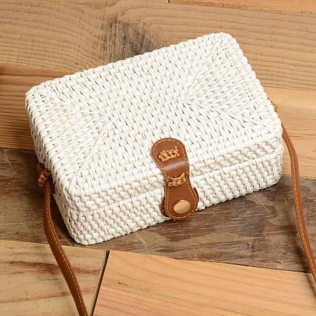 Bali Handmade Braided Bag Messenger Single Shoulder Bag Round Square Bohemia Vacation Beach Bag