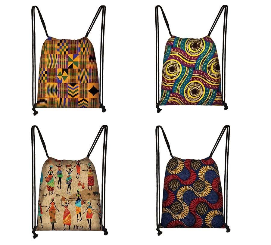 African Drawstring Bag Printed Daypack afro Girls Travel Bag Small Backpack Beach Pouch Kids Gift Storage Bag