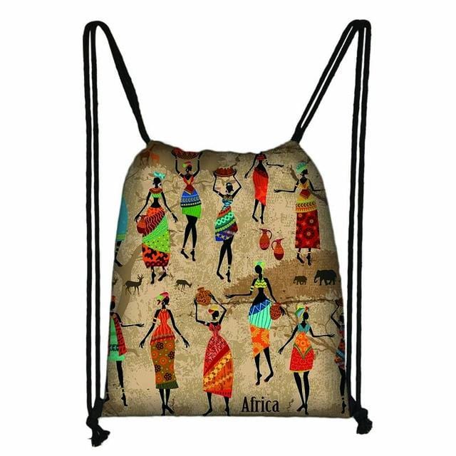 African Drawstring Bag Printed Daypack afro Girls Travel Bag Small Backpack Beach Pouch Kids Gift Storage Bag