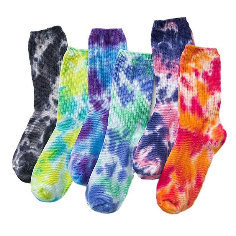 2020 coton Skate chaussettes hommes femmes chaussette genou-haut drôle cyclisme course randonnée cravate colorant Sox Harajuku Hip Hop Happy chaussettes