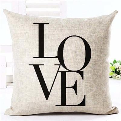 Letter Love Home Cushion Covers Linen Black White Pillow Cover Sofa Bed Nordic Decorative Pillow Case 45x45cm