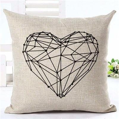 Housse de coussin en lin noir et blanc avec lettres d'amour, taie d'oreiller décorative nordique pour canapé et lit, 45x45cm