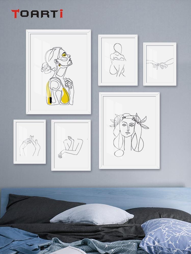 Affiche et imprimés nordiques abstraits pour femmes, peinture sur toile moderne, Art mural, image murale de fille jaune, décoration de maison pour chambre à coucher