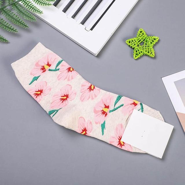 [EIOISAPRA]Korean Style Women Sunflower Short Socks Creative Art Harajuku Japanese Socks High Quality Cotton Tide Sox