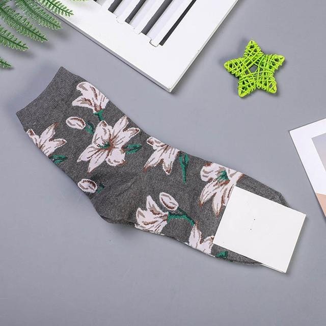 [EIOISAPRA]Korean Style Women Sunflower Short Socks Creative Art Harajuku Japanese Socks High Quality Cotton Tide Sox