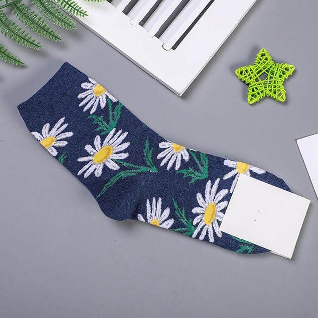 [EIOISAPRA]Korean Style Women Sunflower Short Socks Creative Art Harajuku Japanese Socks High Quality Cotton Tide Sox