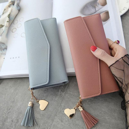 Long Women's Wallet Female Purses Tassel Coin Purse Card Holder Wallets Female Pu Leather Clutch Money Bag Pu Leather Wallet