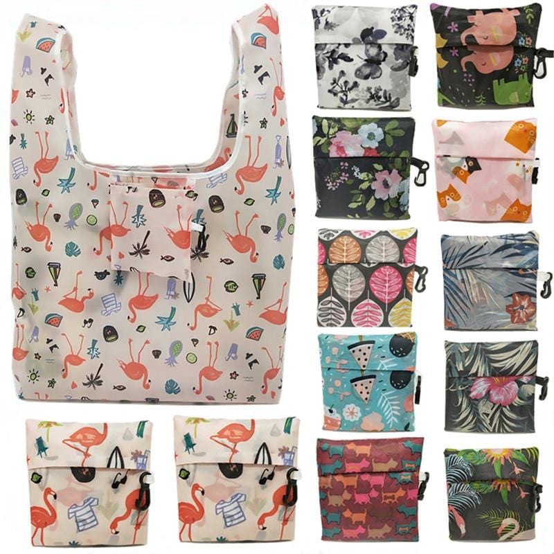 GABWE nouveau Flamingo recycler sac à provisions Eco réutilisable Shopping fourre-tout dessin animé Floral épaule pliante pochette sacs à main impression