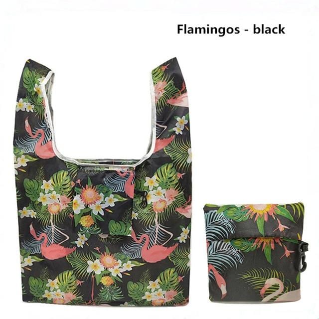 GABWE New Flamingo Recycle Shopping Bag Eco Reusable Shopping Tote Bag Cartoon Floral Shoulder Folding Pouch Handbags Printing