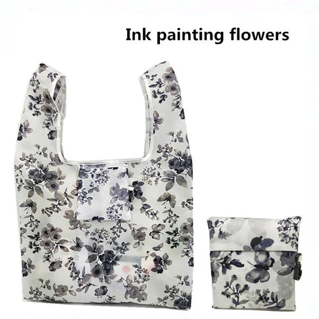 GABWE New Flamingo Recycle Shopping Bag Eco Reusable Shopping Tote Bag Cartoon Floral Shoulder Folding Pouch Handbags Printing