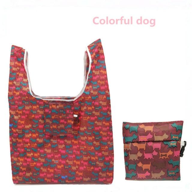 GABWE New Flamingo Recycle Shopping Bag Eco Reusable Shopping Tote Bag Cartoon Floral Shoulder Folding Pouch Handbags Printing