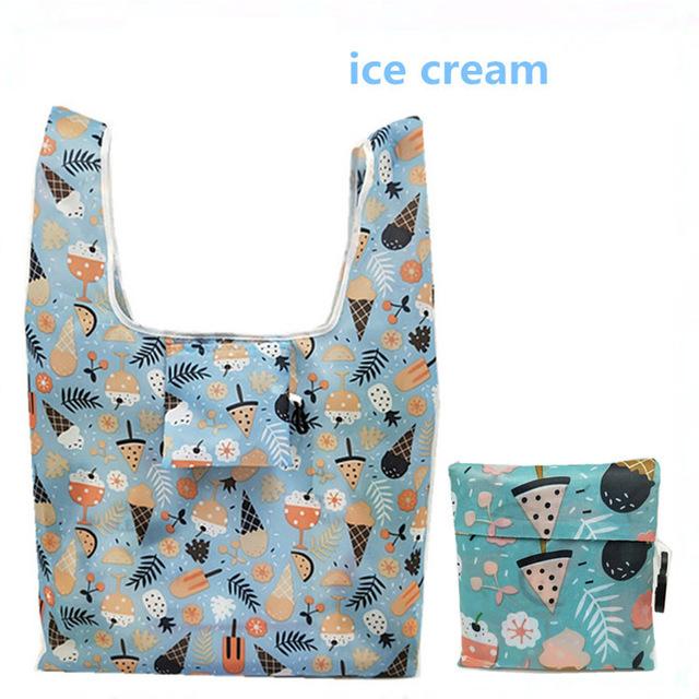 GABWE New Flamingo Recycle Shopping Bag Eco Reusable Shopping Tote Bag Cartoon Floral Shoulder Folding Pouch Handbags Printing