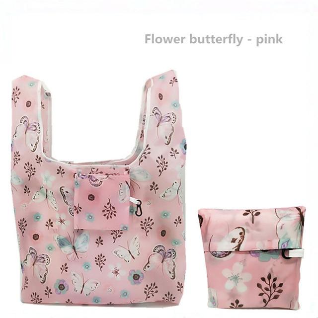 GABWE New Flamingo Recycle Shopping Bag Eco Reusable Shopping Tote Bag Cartoon Floral Shoulder Folding Pouch Handbags Printing