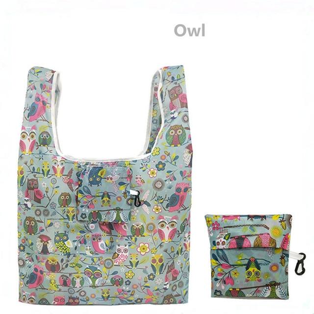 GABWE New Flamingo Recycle Shopping Bag Eco Reusable Shopping Tote Bag Cartoon Floral Shoulder Folding Pouch Handbags Printing