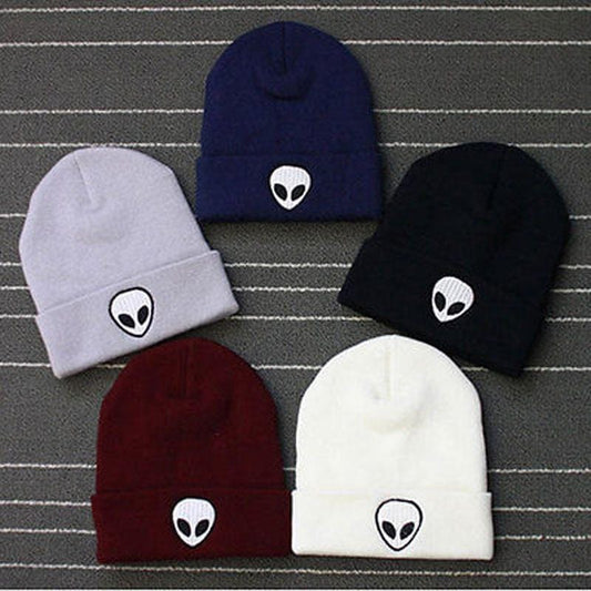 Heißer Verkauf Stickerei Alien Hut Winter Männer Und Frauen Manschette Hüte Weiche Feste Mützen Hip Hop Unisex Warme Gestrickte Kappen gorros De Lana