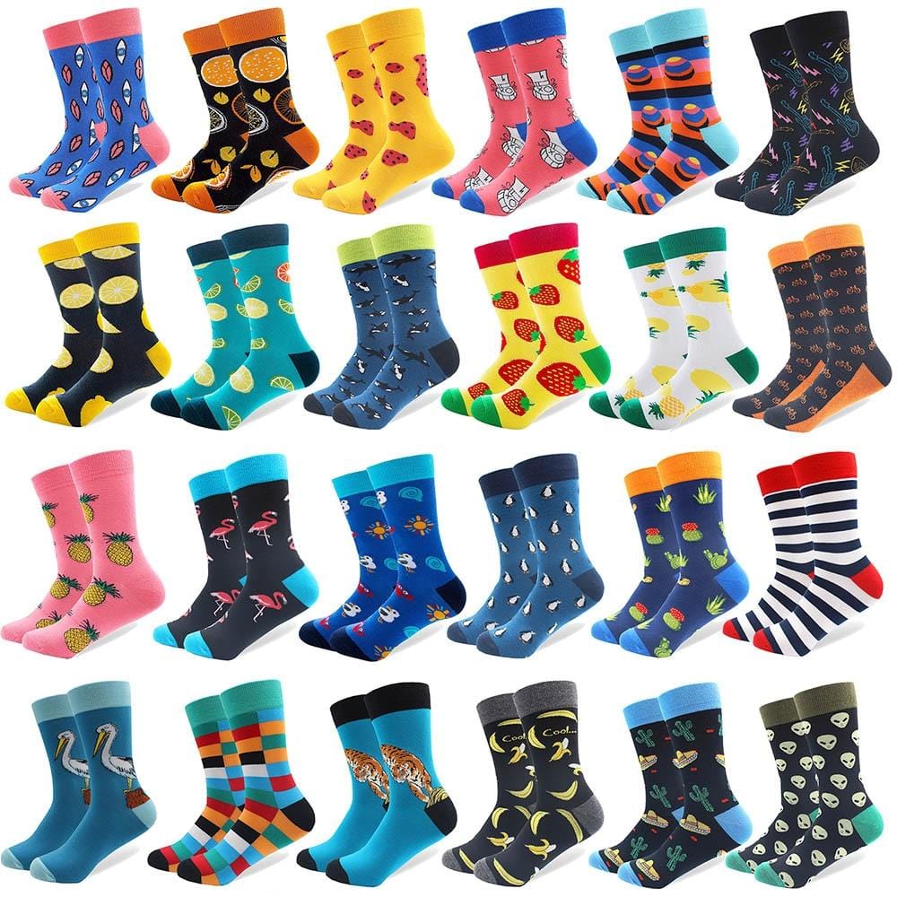 1 paire de chaussettes en coton peigné pour hommes, marque amusante, nouveauté, motif tigre Koala kangourou, robe colorée, chaussettes de mariage décontractées