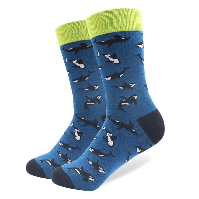 1 paire de chaussettes en coton peigné pour hommes, marque amusante, nouveauté, motif tigre Koala kangourou, robe colorée, chaussettes de mariage décontractées