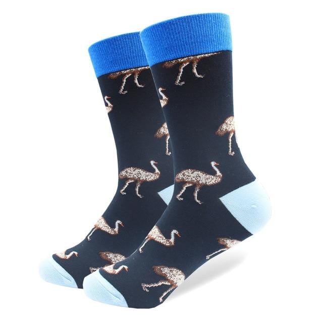 1 paire de chaussettes en coton peigné pour hommes, marque amusante, nouveauté, motif tigre Koala kangourou, robe colorée, chaussettes de mariage décontractées