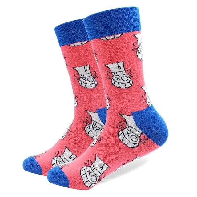 1 paire de chaussettes en coton peigné pour hommes, marque amusante, nouveauté, motif tigre Koala kangourou, robe colorée, chaussettes de mariage décontractées