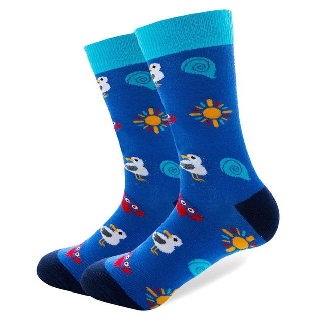 1 paire de chaussettes en coton peigné pour hommes, marque amusante, nouveauté, motif tigre Koala kangourou, robe colorée, chaussettes de mariage décontractées