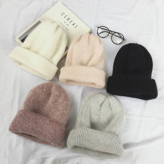 Autumn winter rabbit hair Winter skullies Hat fashion warm beanies hats casual women solid adult rabbit caps cover head