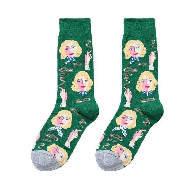 New 2019 Kawaii Sweet Women's Socks Funny Cute Cream Candy Color Cartoon Abstract Pattern Design Happy Socks For Christmas Gift